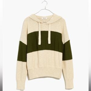 Madewell Clairview Hoodie Sweater in Colorblock Heather Artichoke